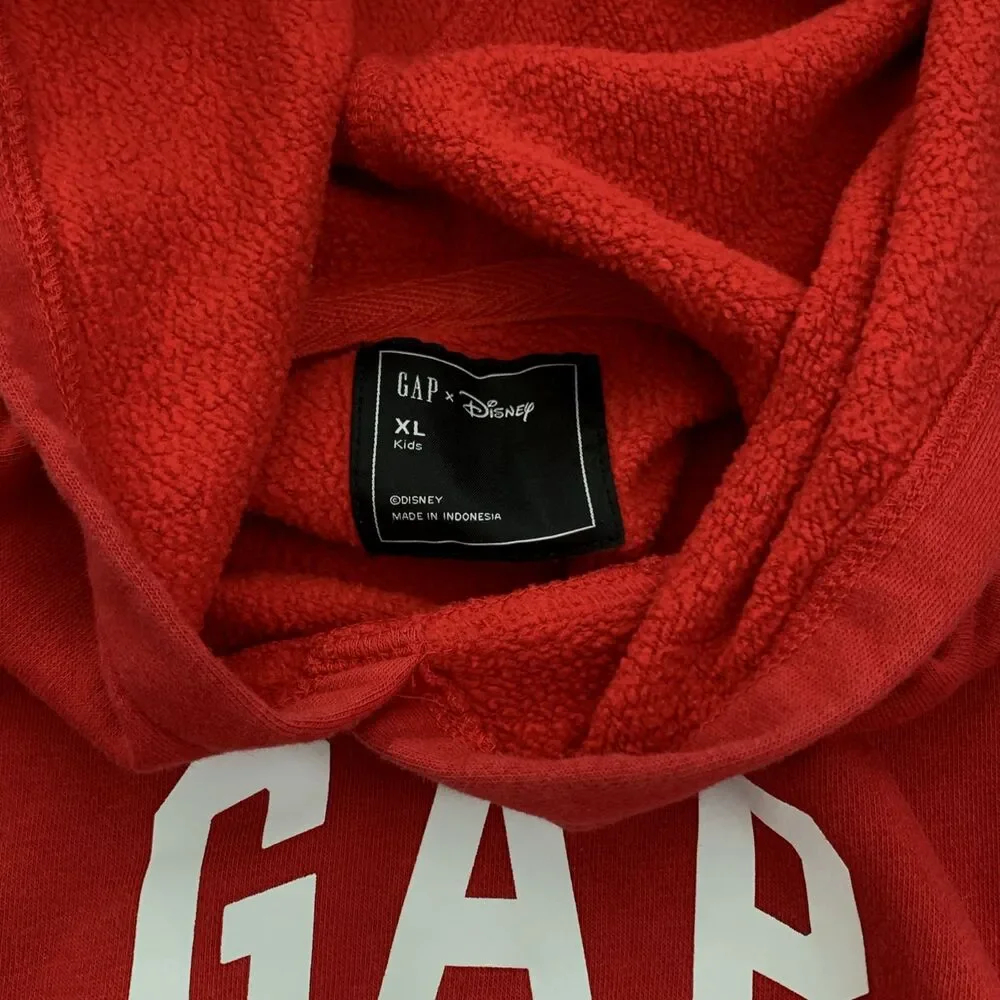 2x Gap Disney Mickey Mouse Hoodie Sweatshirt Logo Hooded Red Blue Kids Sz XL 12